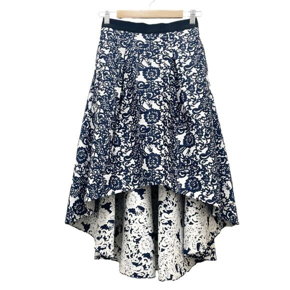 Anthropologie Sachin + Babi Women's Skirt Size 2 Navy & White Floral Flowy Hi Lo - Picture 2 of 16
